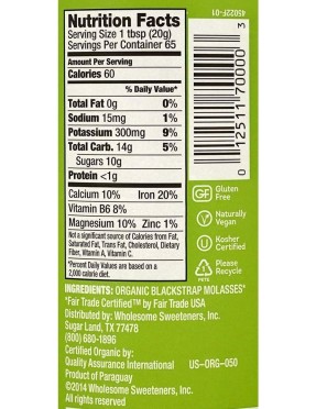 Wholesome Sweeteners Blackstrap Molasses Molasses (12x32 Oz)