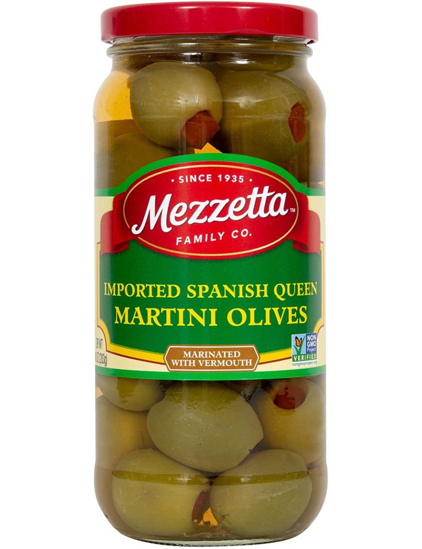 Mezzetta Spanish Queen Martini Olives Marinated Dry Vermouth (6x10Oz)