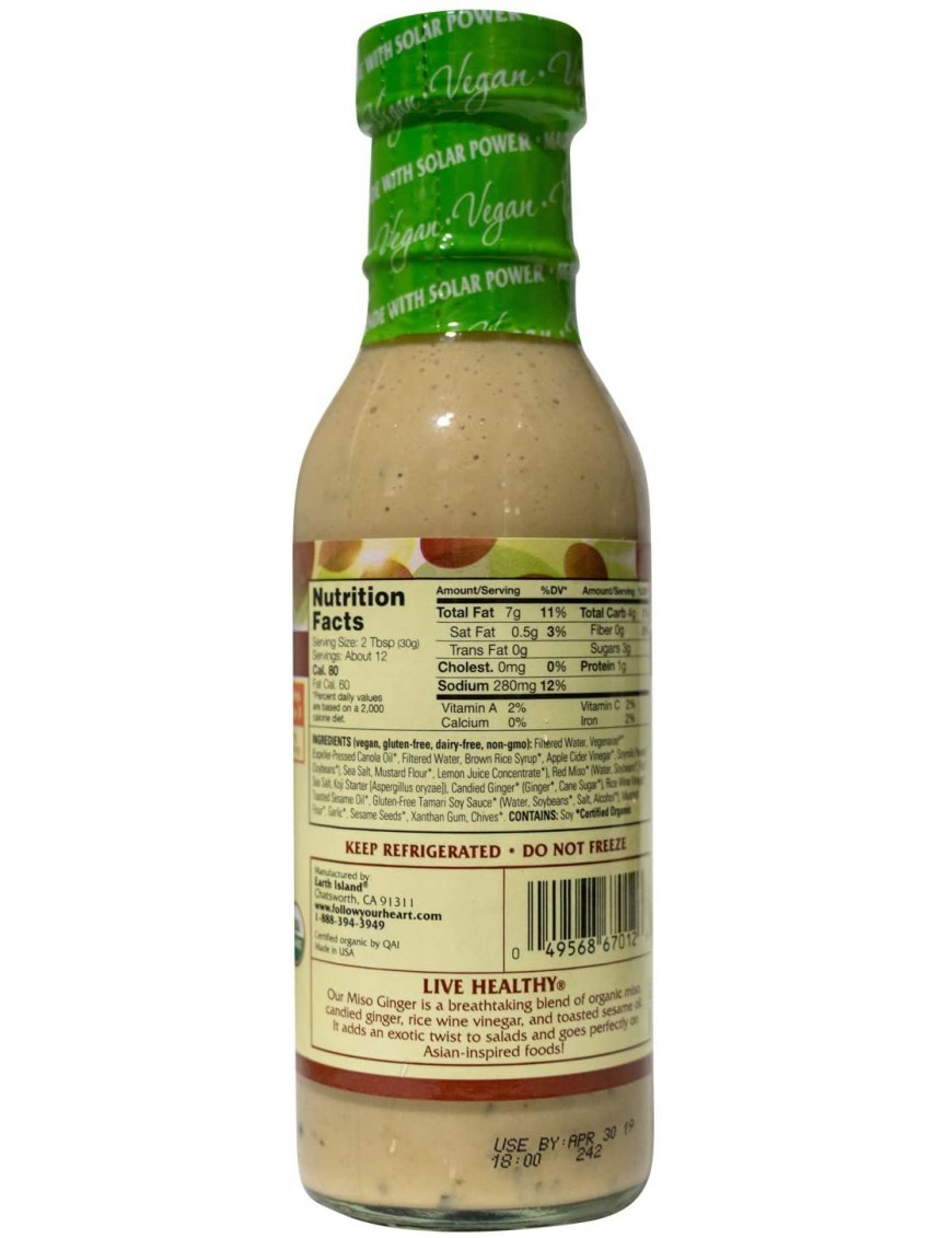 Follow Your Heart Organic Miso Ginger Dressing (6x12 Oz)