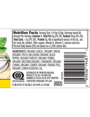 Frontier Natural Salt-Free Garlic & Herb Seasoning (6x2.7 Oz)