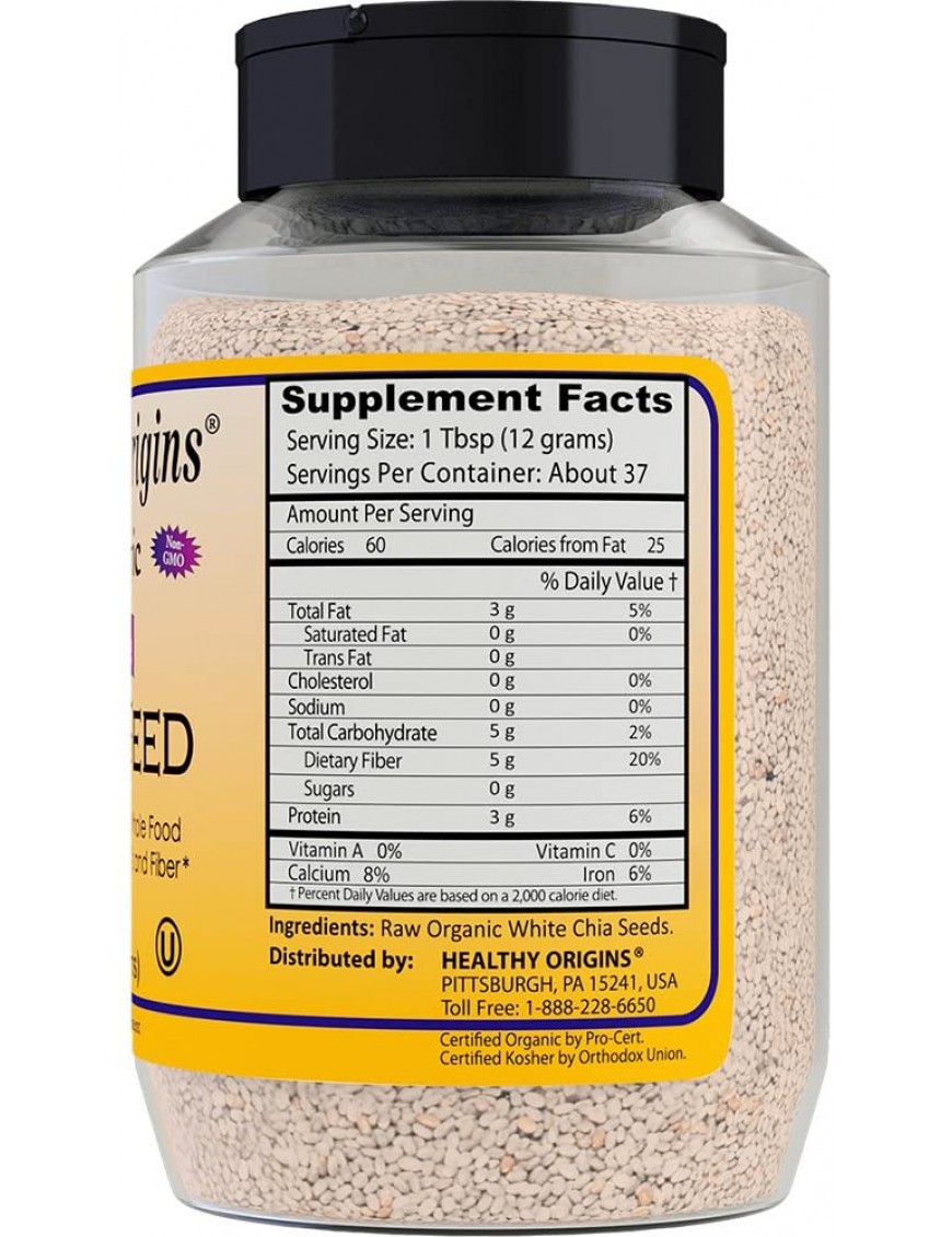 Healthy Origins White Chia Seeds (1x16 Oz)