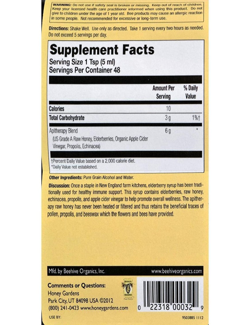 Honey Gardens Honey Organic Elderberry Syrup (1x8Oz)