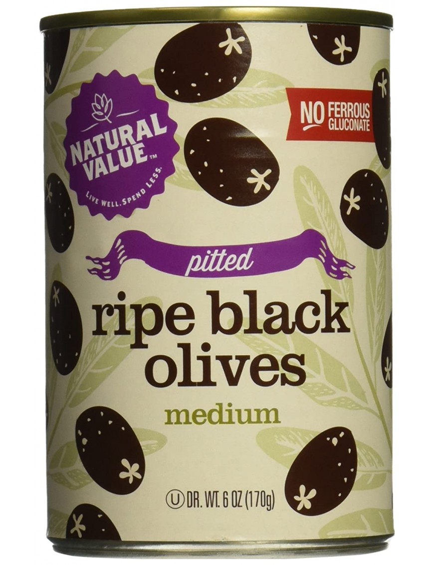 Natural Value Pitted Medium Black Olives (12x6Oz)