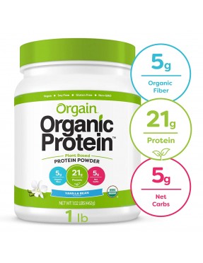 Orgain Organic Plant Based Protein Powder, Sweet Vanilla Bean (1X1.02 Lb )