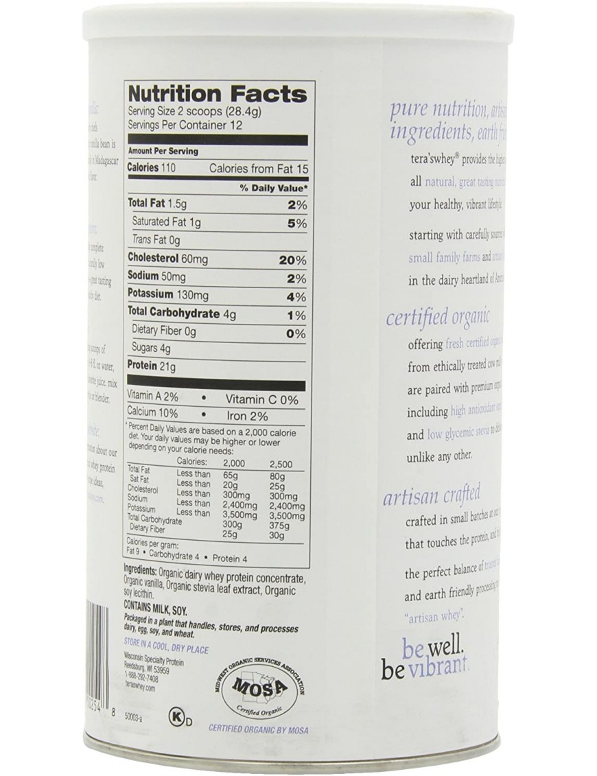 Tera's Whey Organic Vanilla Whey Protein (1x12Oz)