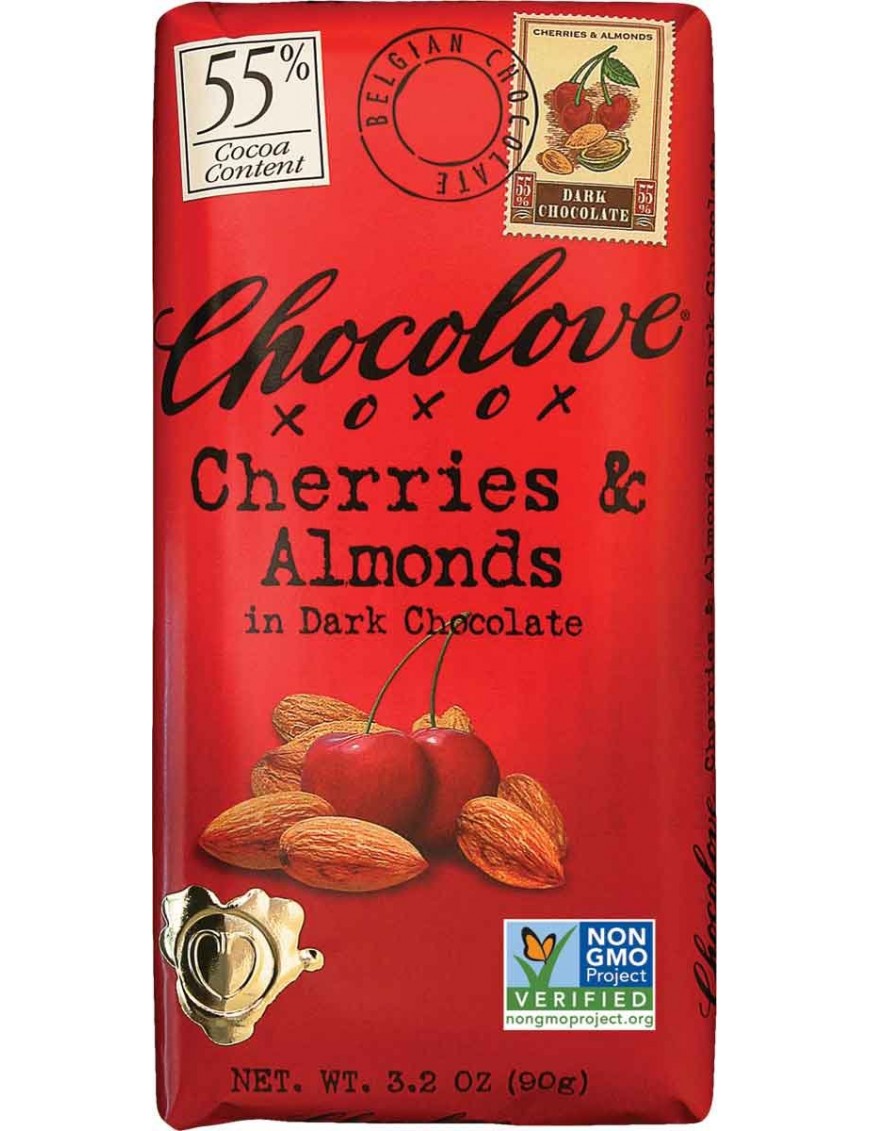 Chocolove Dark Chocolate Bar Cherry & Almond (12x3.2 Oz)