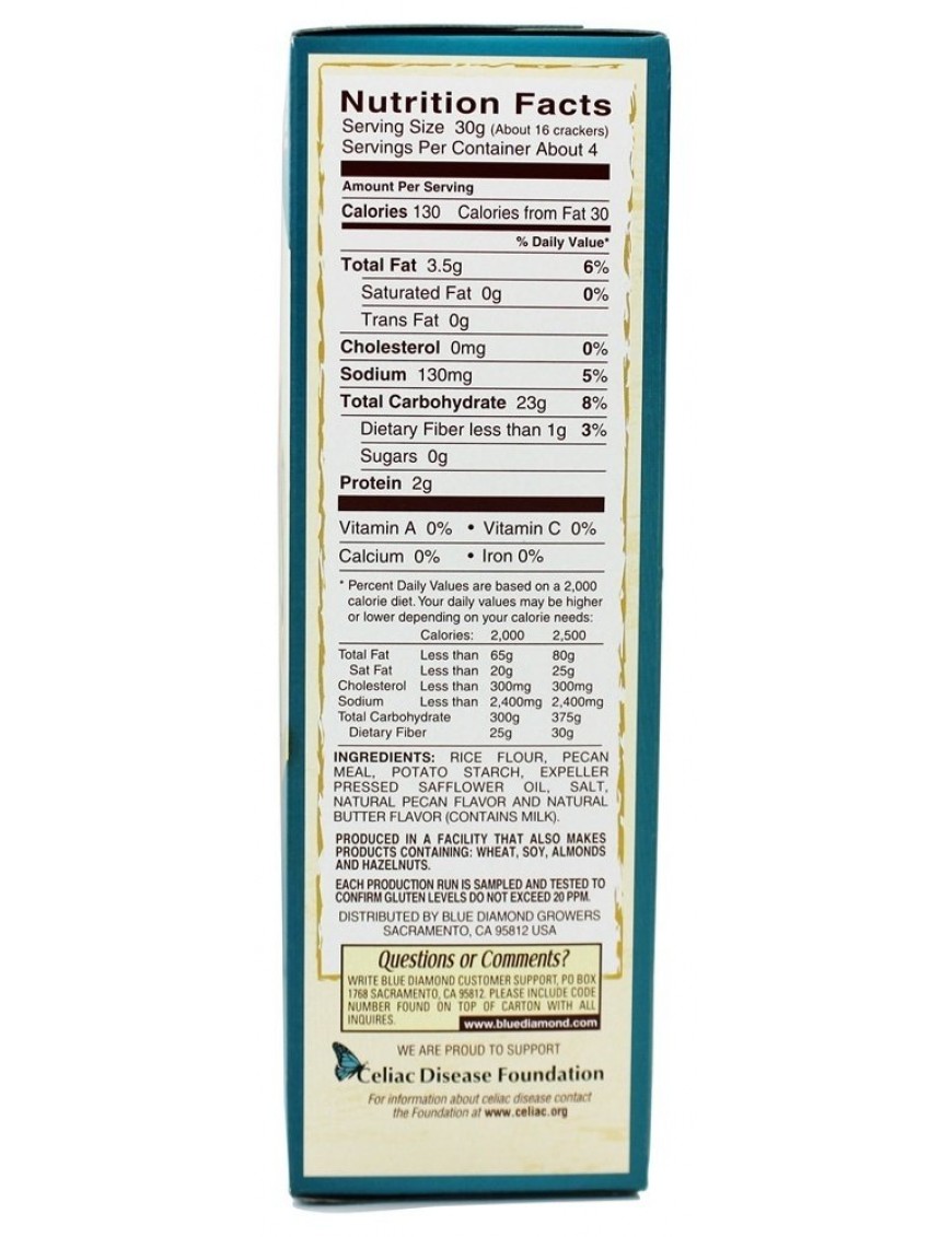 Blue Diamond Pecan Nut Thin Crackers (12x4.25 Oz)