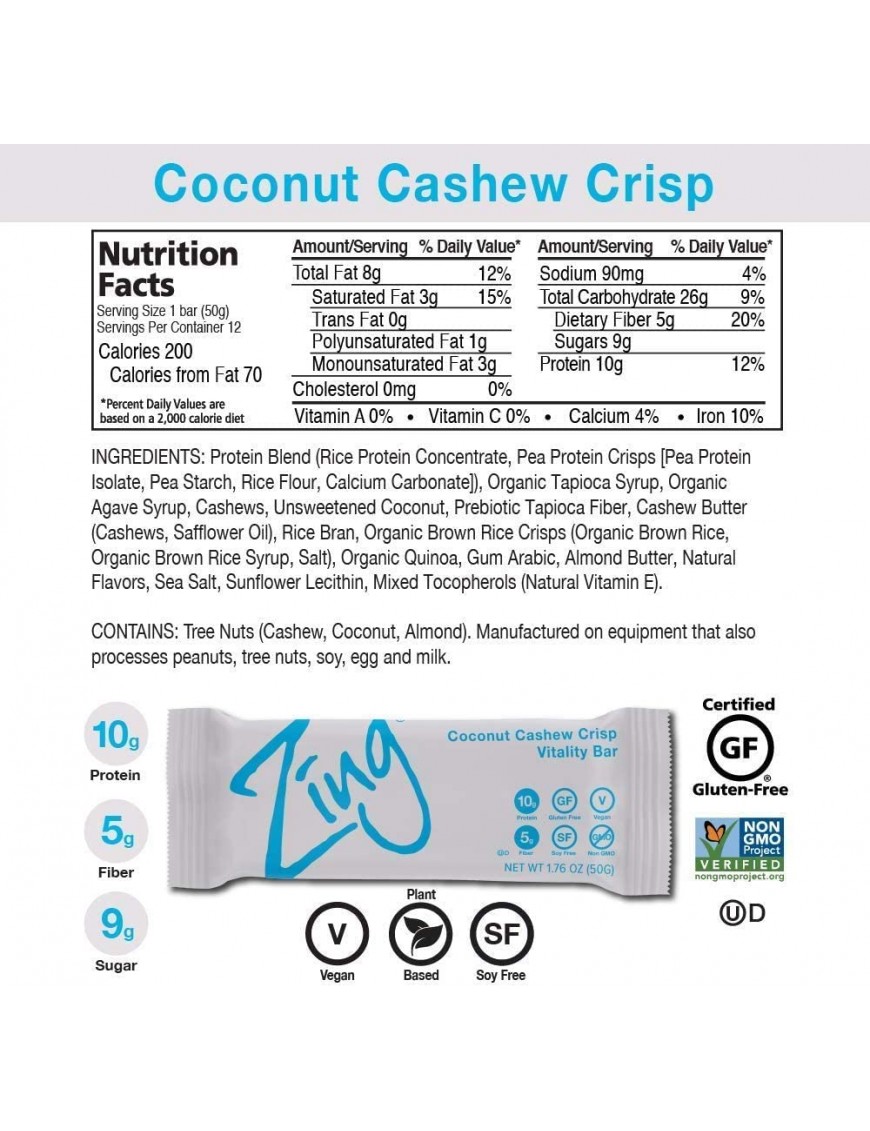 Zing Coconut Cashew Bar (12x1.76OZ )