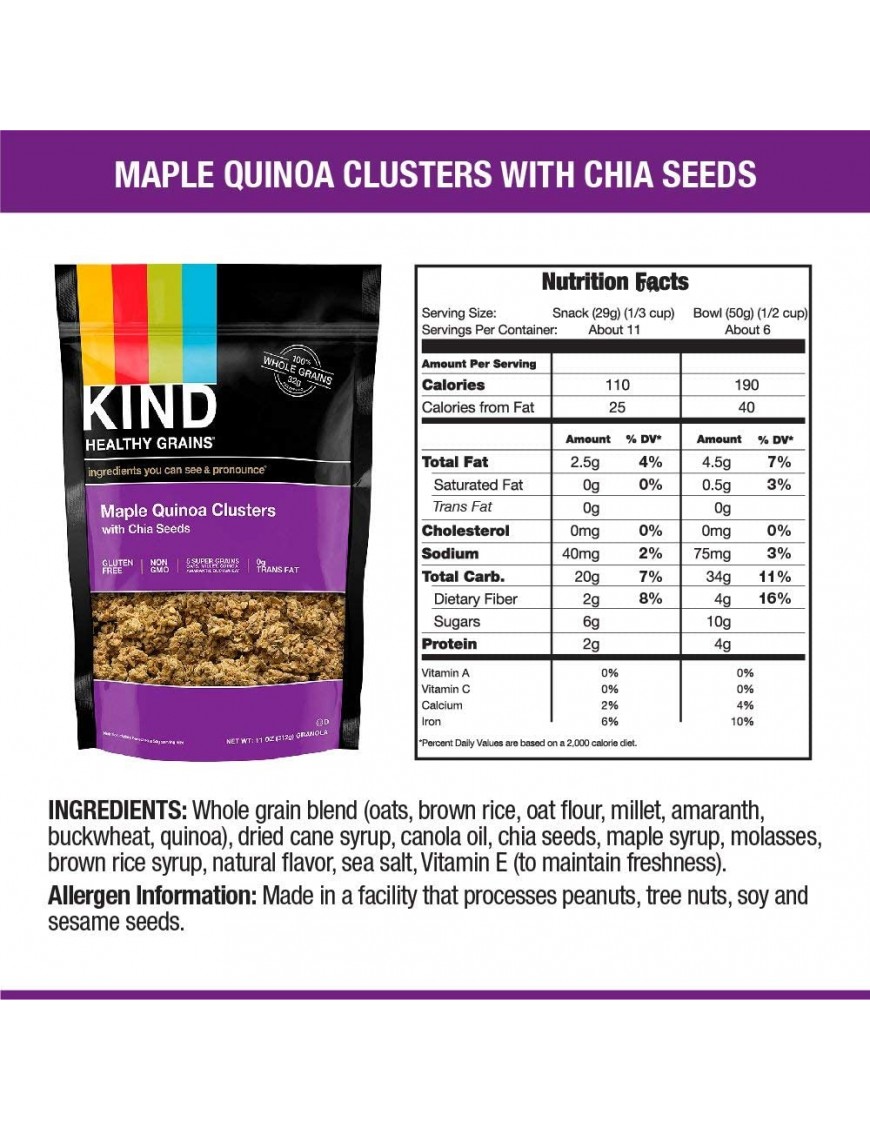 Kind Mpl/Quin/Chia Clstr (6x11OZ )