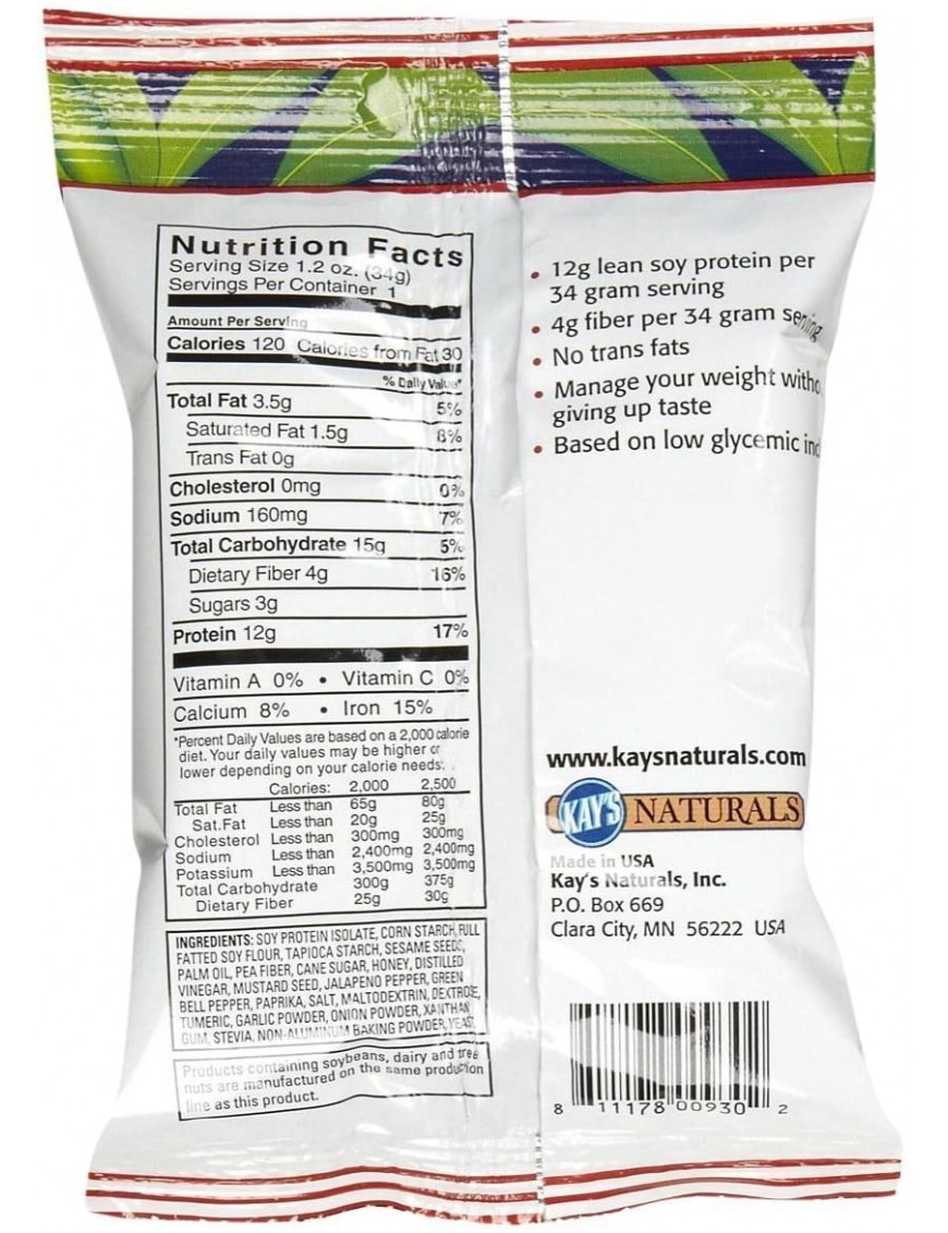 Kay's Naturals Better Balance Pretzel Sticks Jalapeno Honey Mustard 1.2 Oz (6 Pack)