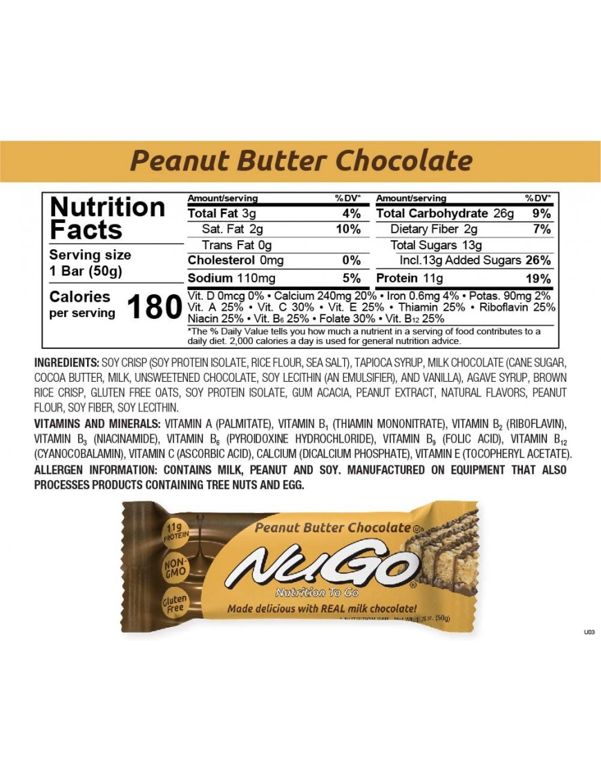 Nugo Nutrition Bar Peanut Butter Chocolate (15x1.76 Oz)