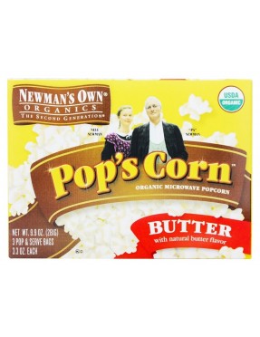 Newman's Own Organics Microwave Butter Pop's Corn (12x3x3.3 Oz)