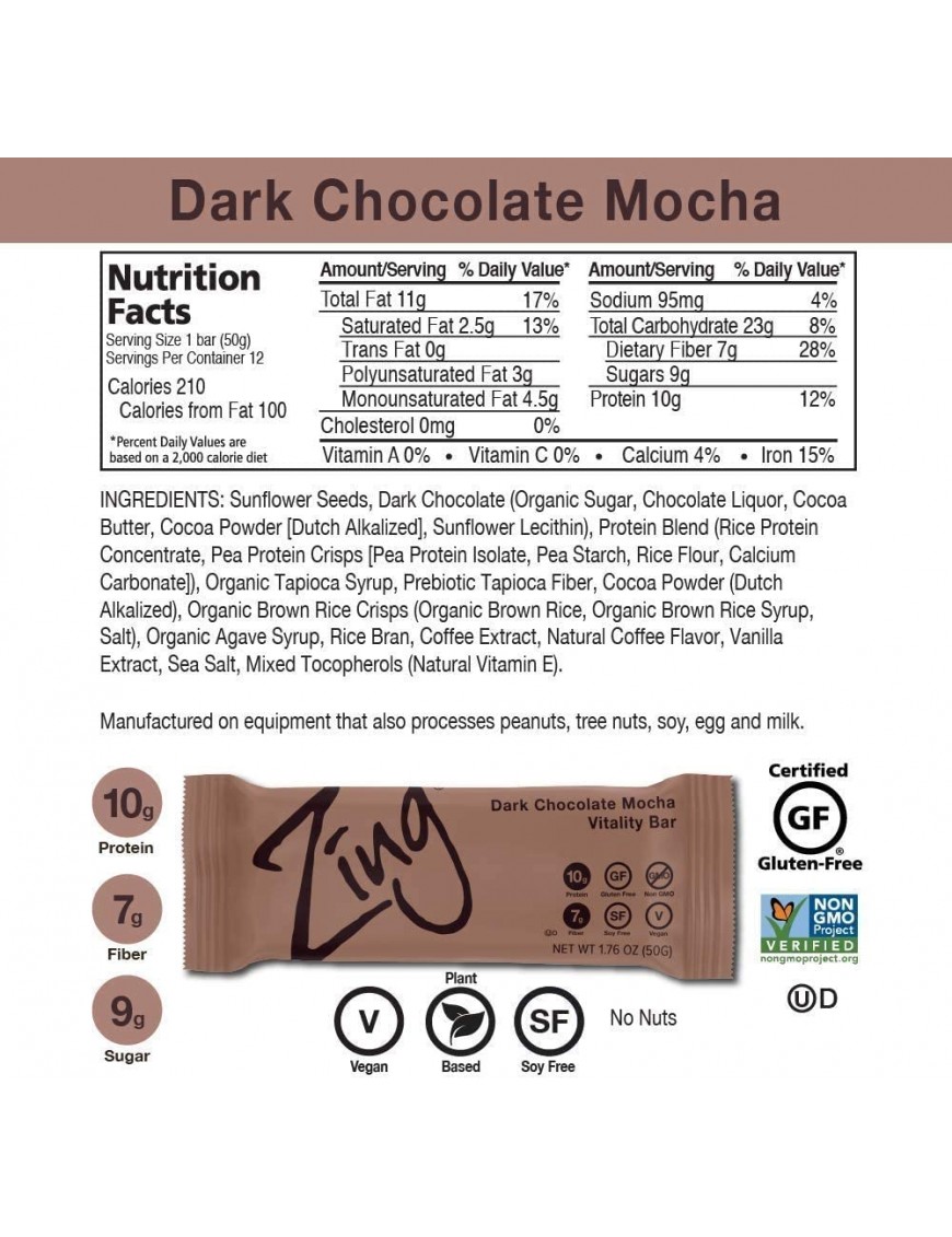 Zing Dark Chocolate Mocha Bar (12x1.76 OZ)