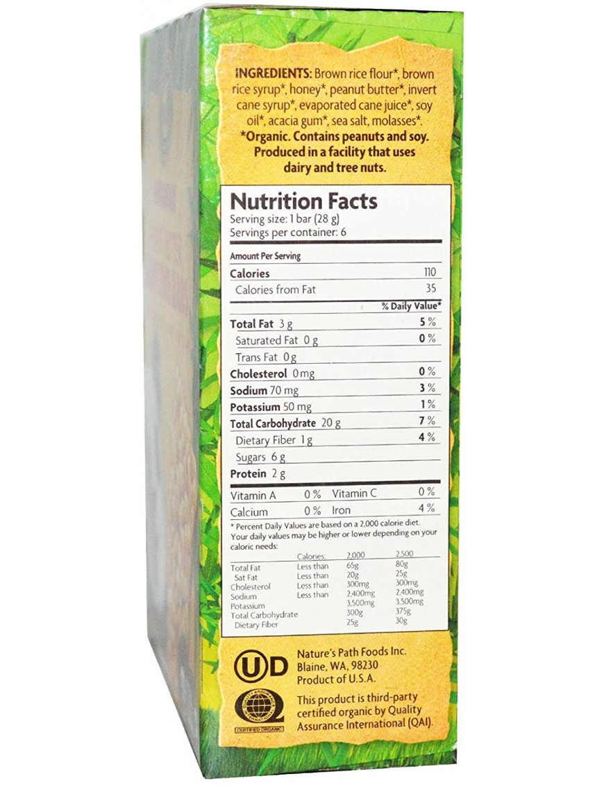 Envirokidz Peanut Butter Crispy Bar Gluten Free (6x6 Oz)