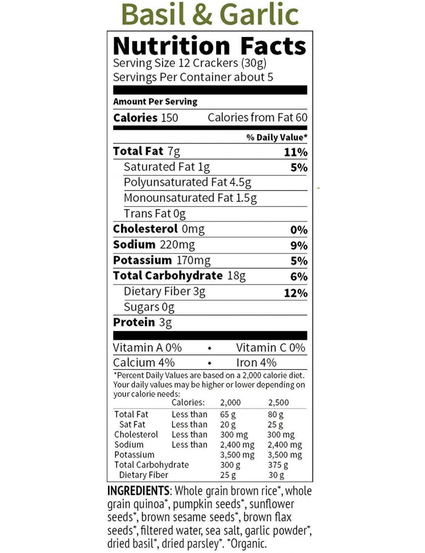 Mary's Gone Crackers Super Seed Basil & Garlic (6x5.5 OZ)