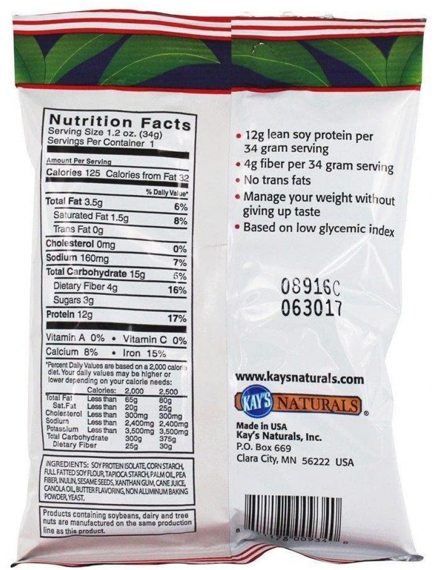 Kay's Naturals High Protein Pretzel Sticks Orange (6 Pack) 1.2 Oz