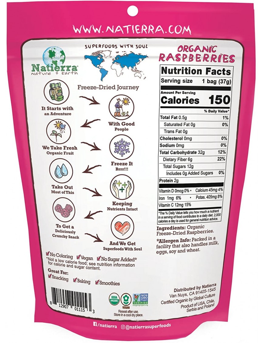 Nature's All Foods Frz Drd Raspberry (12x1.3OZ )