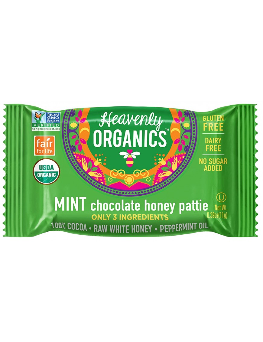 Heavenly Organics Raw Honey Chocolate Pattie, Mint (1x40 CT)