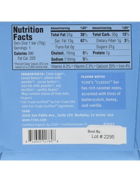 Tcho Classic Milk Chocolate Bar (12x2.5 OZ)