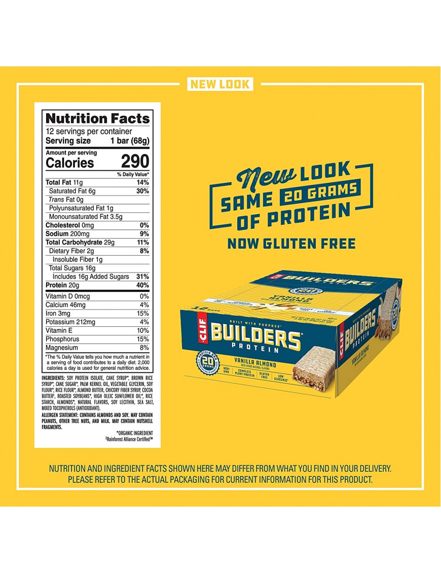 Clif Bar Vanilla Almond Builder Bar (12x2.4 Oz)