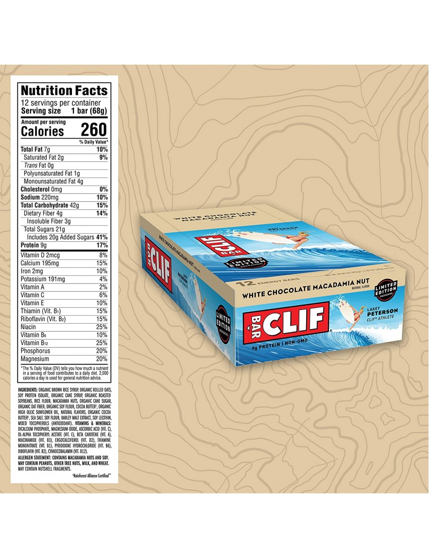 Clif Bar Org White Choc Macadamia Clif Bar Bar (12x2.4 Oz)