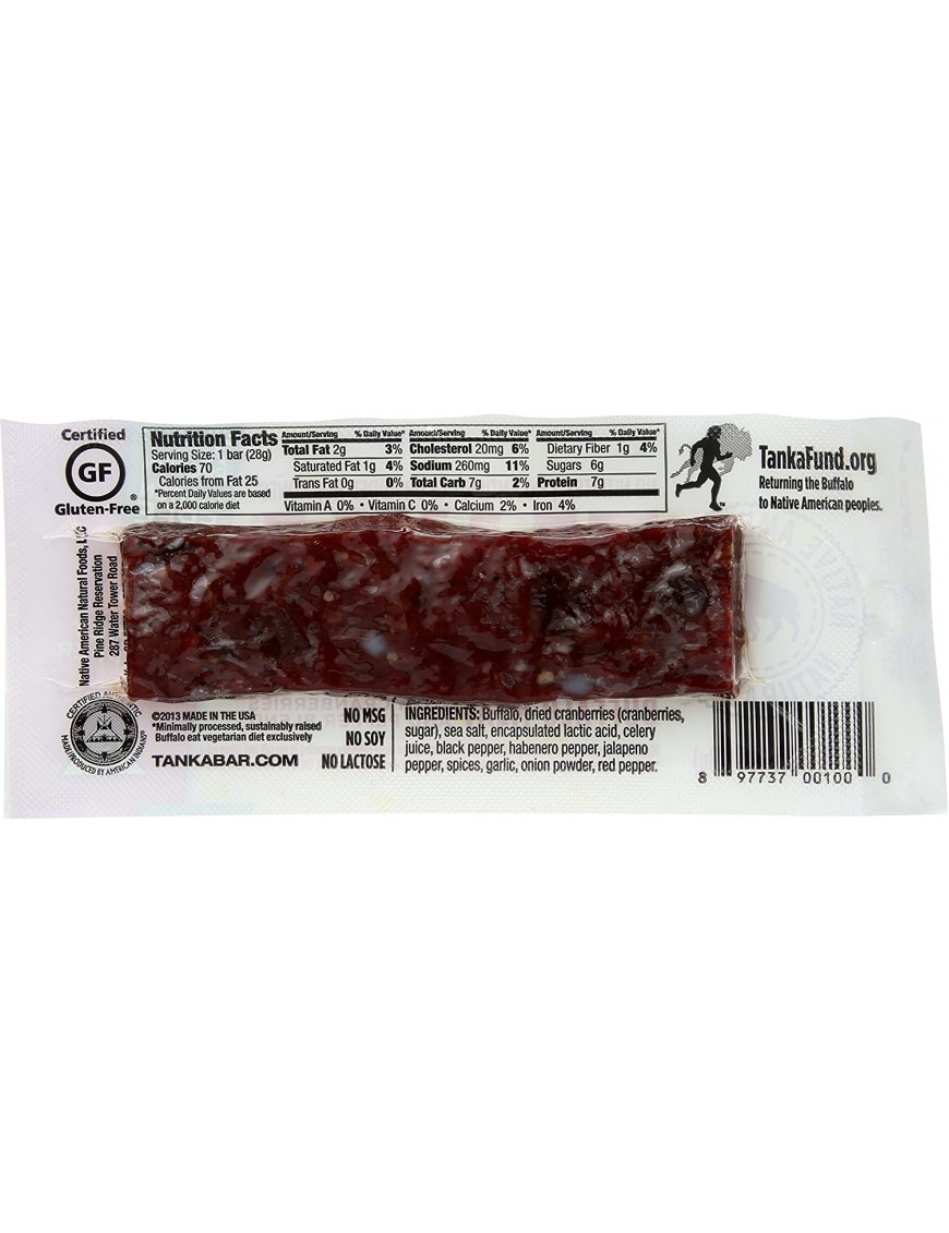 Tanka Natural Buffalo Cranberry Hot Bar (12x1 Oz)