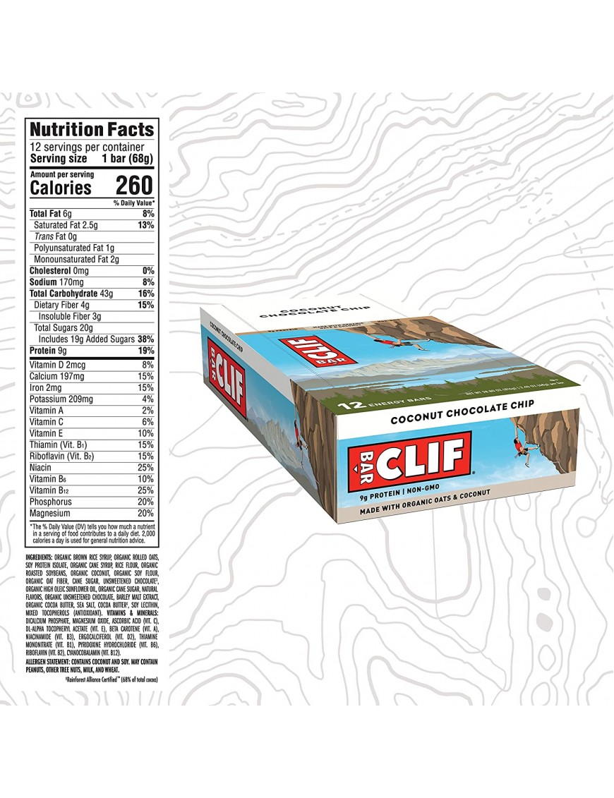 Clif Bar Organic Coconut Chocolate Chip Bar (12x2.4 Oz)