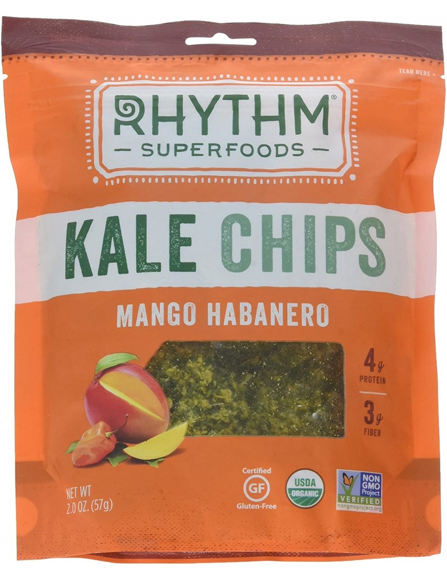 Rhythm Kale Chips, 95+% Organic, Mango Habanero (12x2Oz)