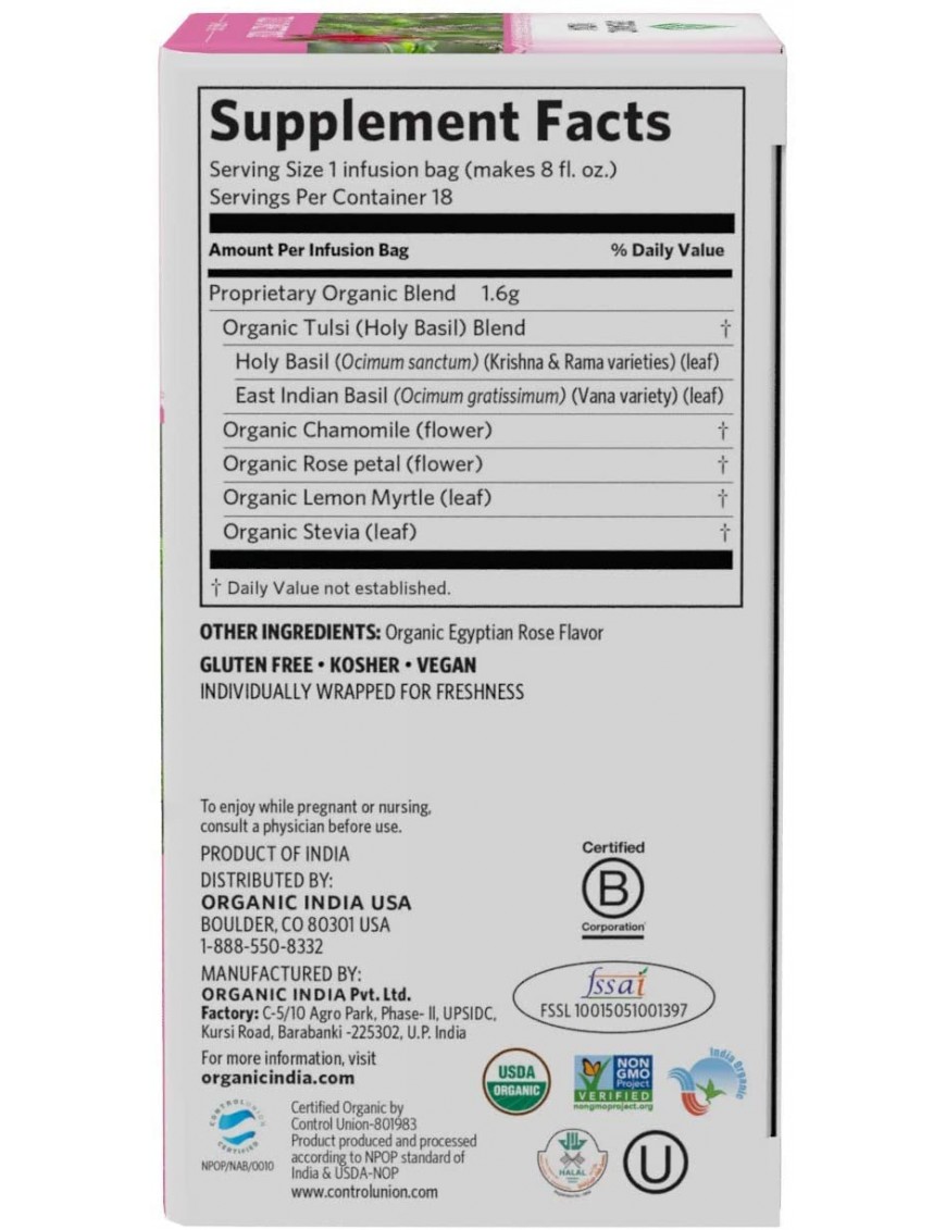India Sweet Rose Tulsi Tea (6x18 CT)