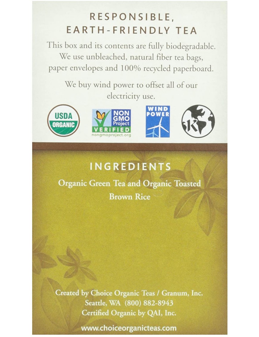 Choice Organic Teas Org Green Tea Toasted Brown Rice (6x16 Bag)