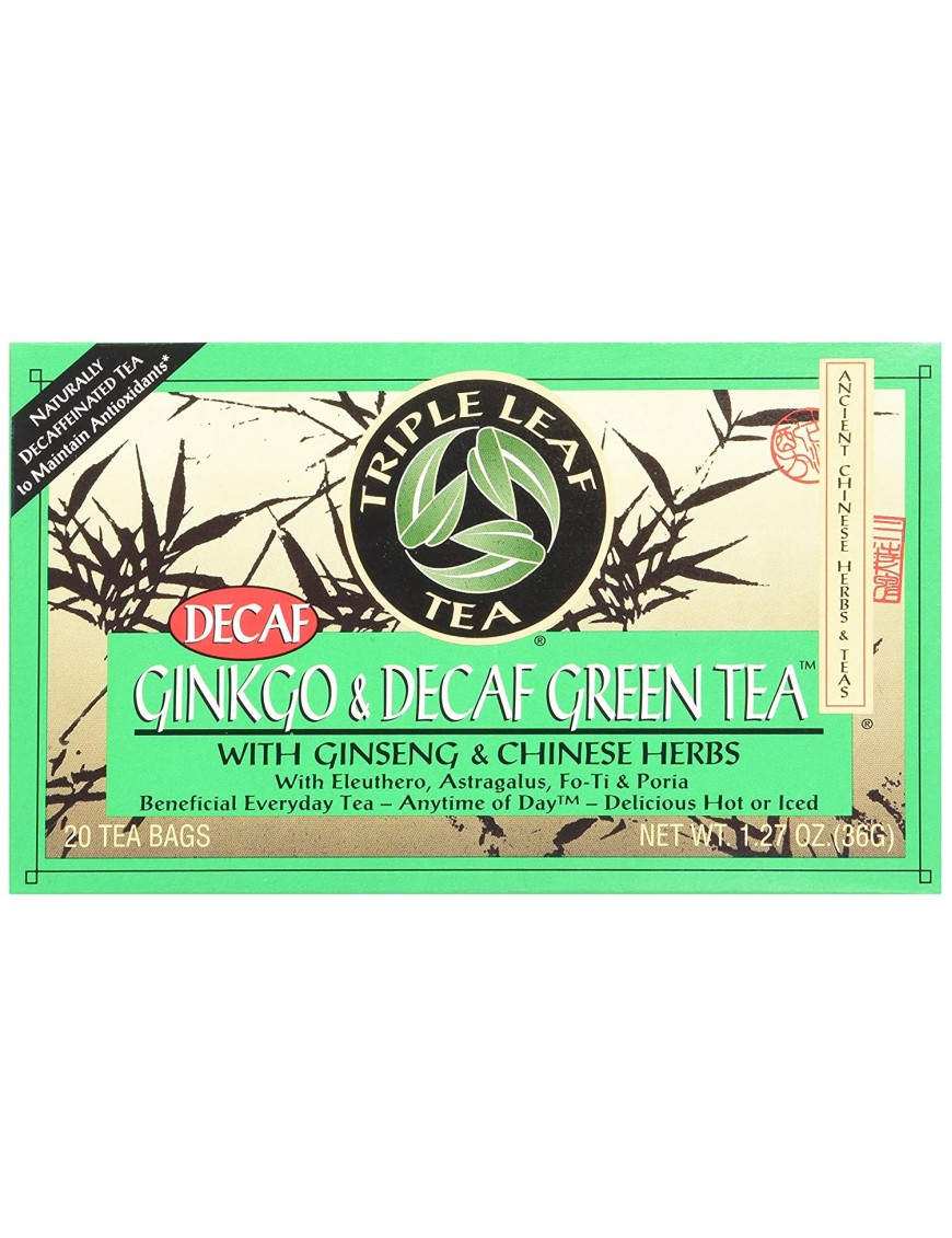 Triple Leaf Tea Ginkgo and Green Tea Decaffeinated (6x20 Tea Bags)