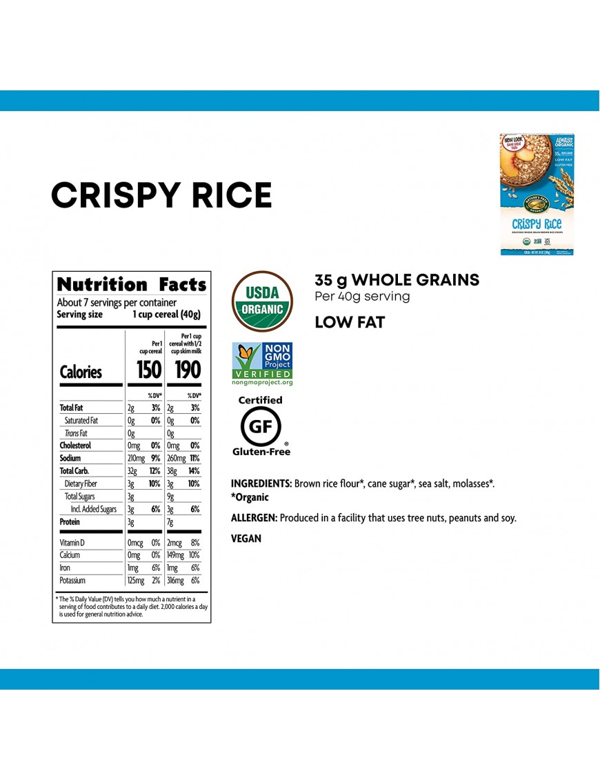Nature's Path Whole Grain Crispy Rice Cereal (12x10 Oz)