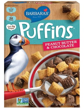 Barbara's Bakery Puffins, Peanut Butter & Chocolate (12x10.5 Oz)